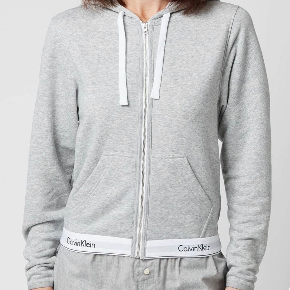 Calvin Klein grey and white zip up hoodie